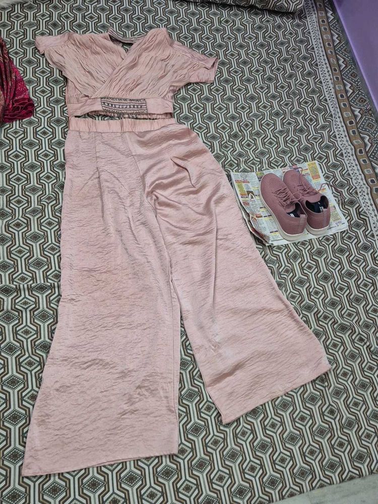 Stylish Pink Co-ord Set with shoes (size 5 uk)