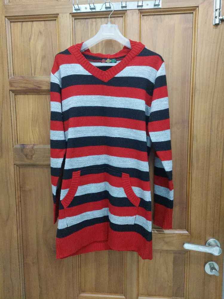 Striped V-Neck Casual Dress