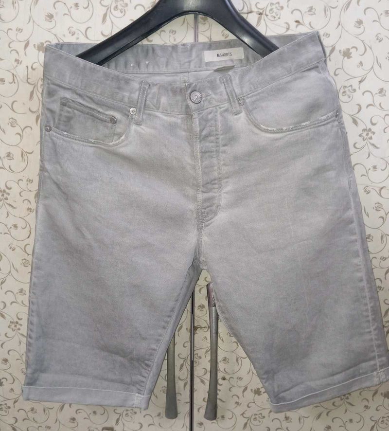 Men's Grey Denim slim fit Shorts