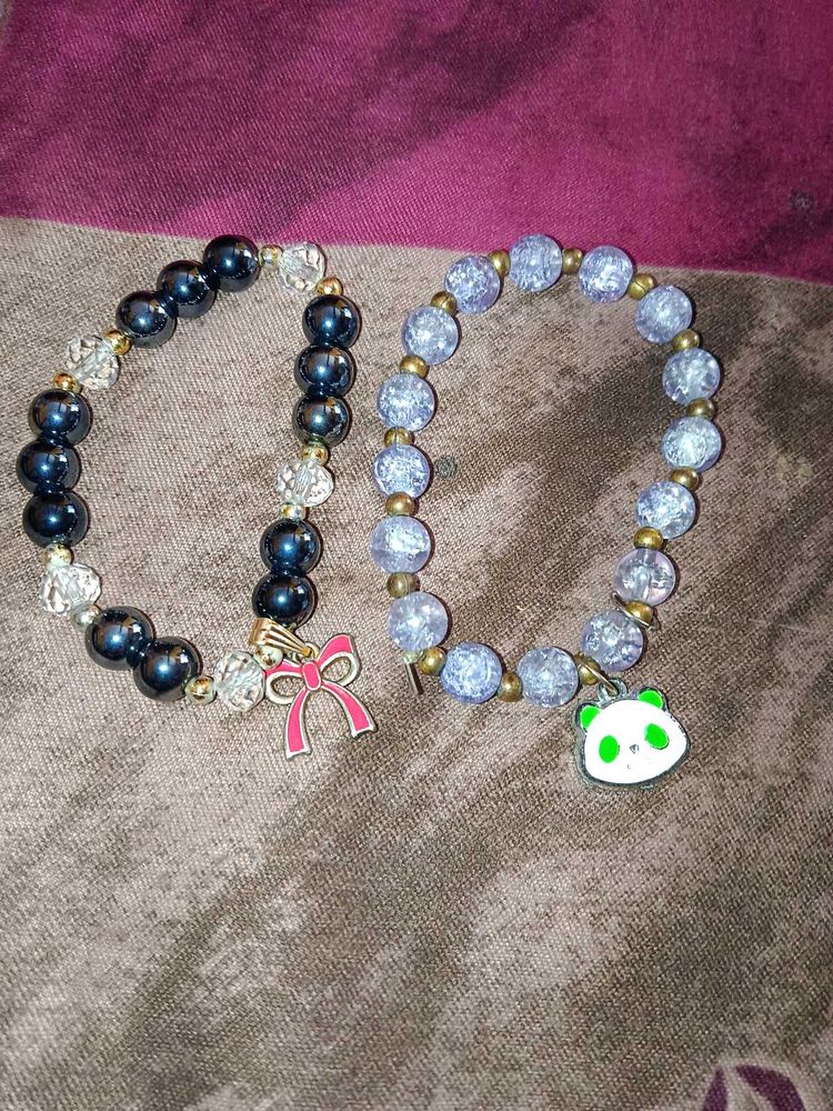 set of 2 Cute Beaded Bracelets Se