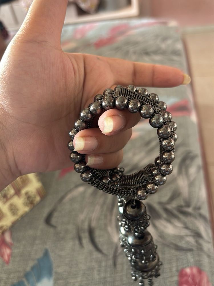 Traditional Oxidized Silver Kada Bangle