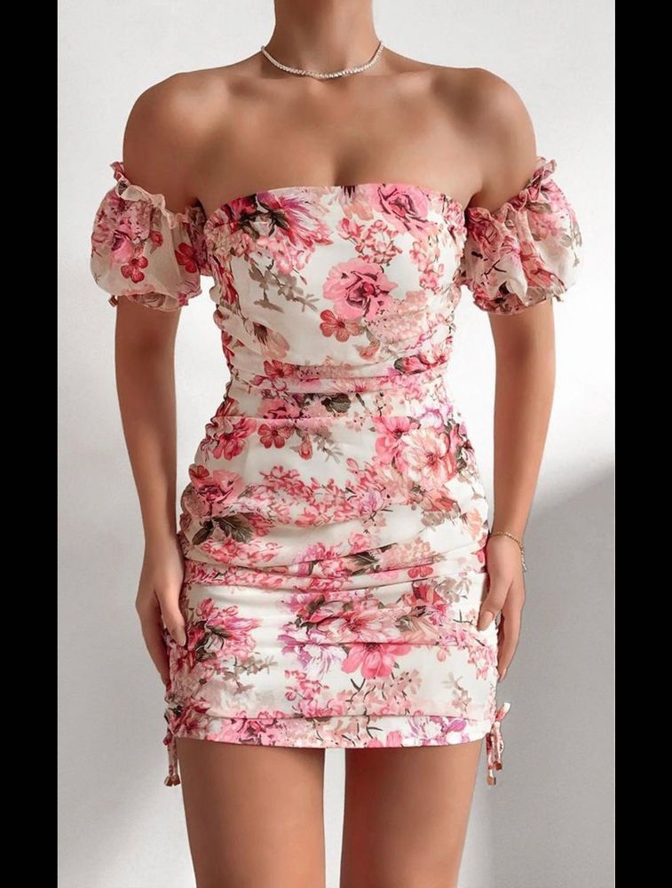 Floral Off-Shoulder Bodycon Dress