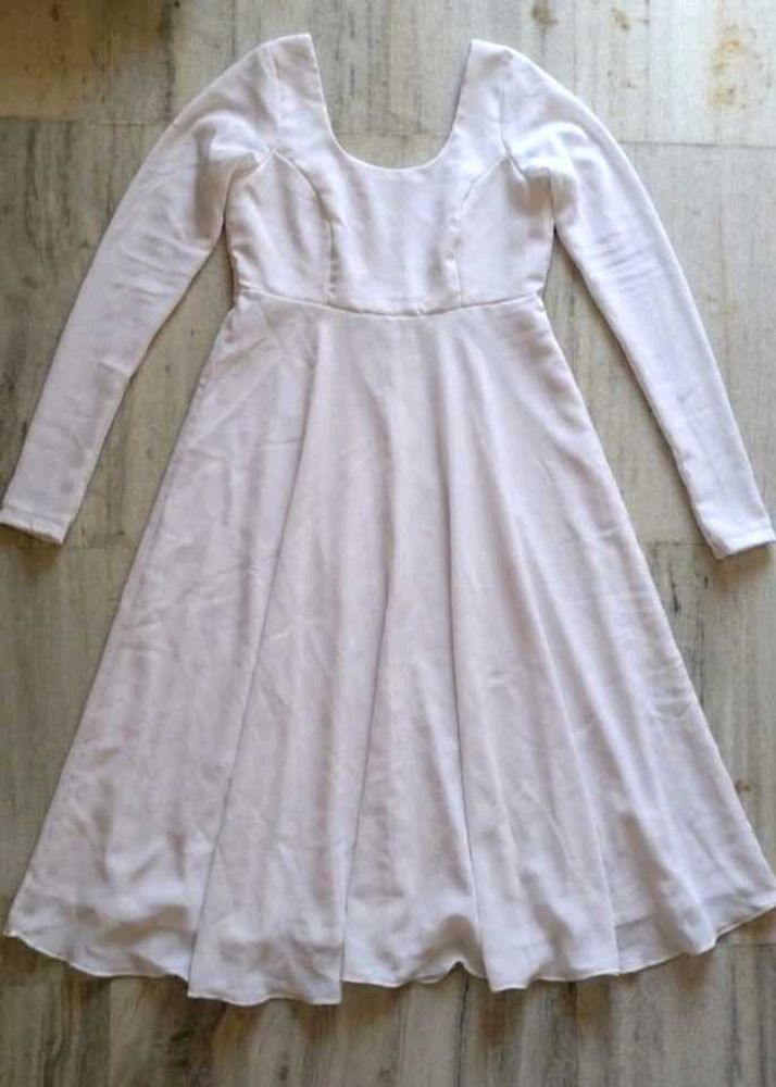 Elegant White Full Sleeve Dress