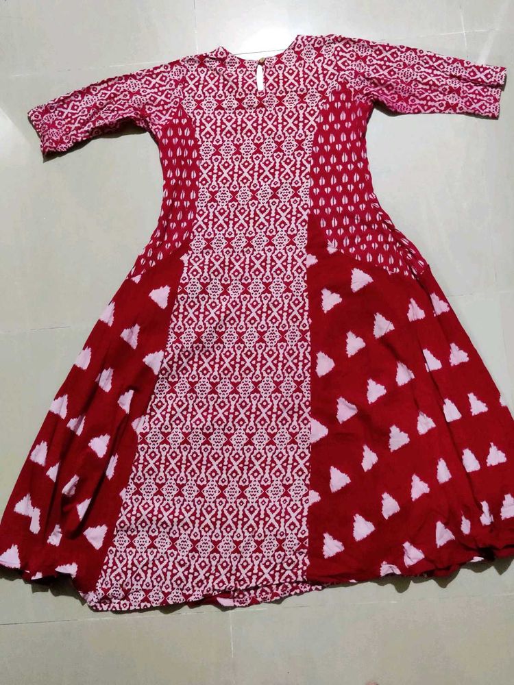 Red Pattern Kurta For Women