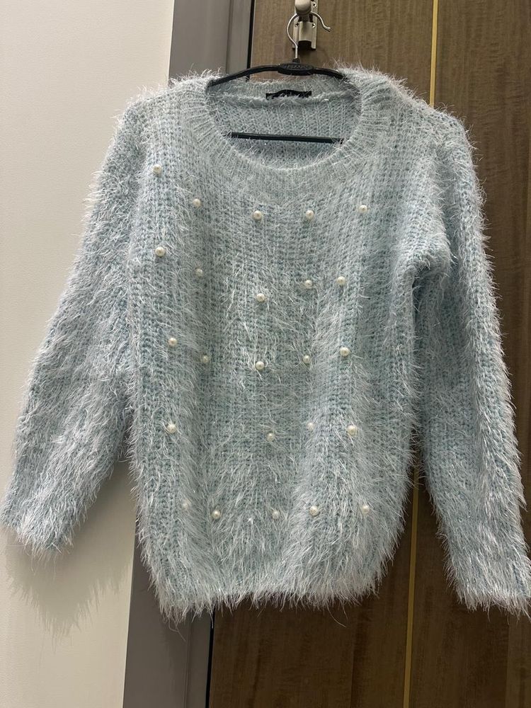 last price Ethereal Pearl Embellished Fuzzy Sweate