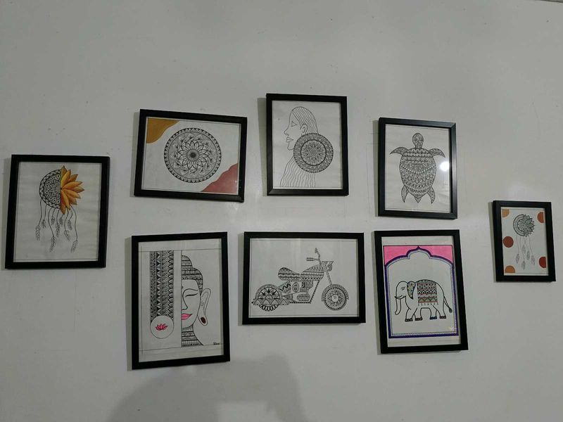 Hand-drawn mandala with frame.