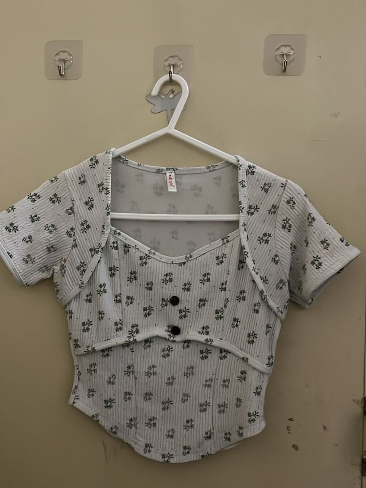 Cute Floral Print Crop Top