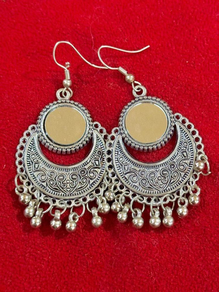 Bohemian Mirror Chandbali Earrings