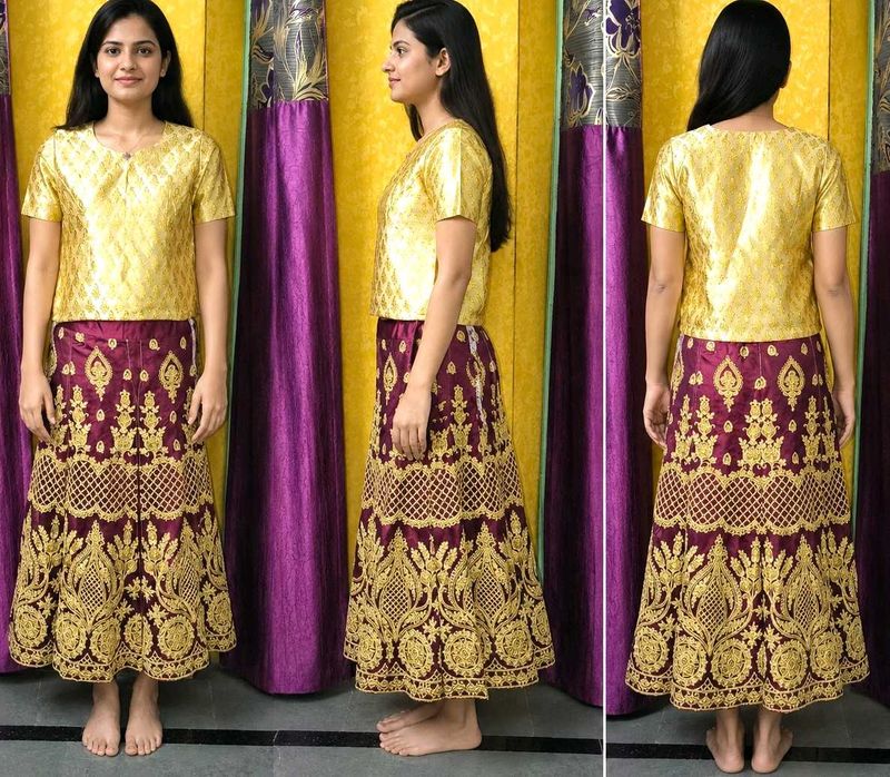 Baby Girls Bridal Elegant Brocade Lehenga Koti