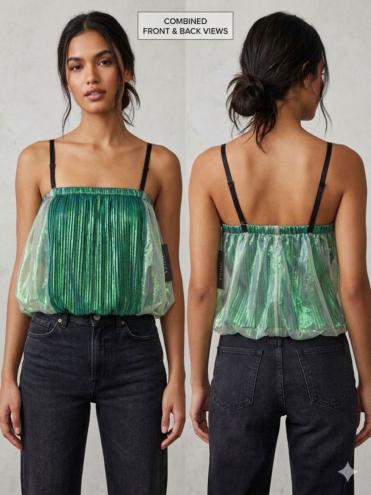 Sparkly Emerald Green Ruched Top