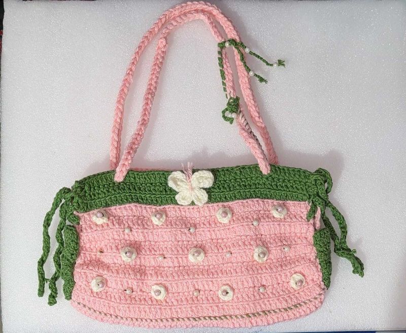 Multi colour handmade crochet shoulder bag