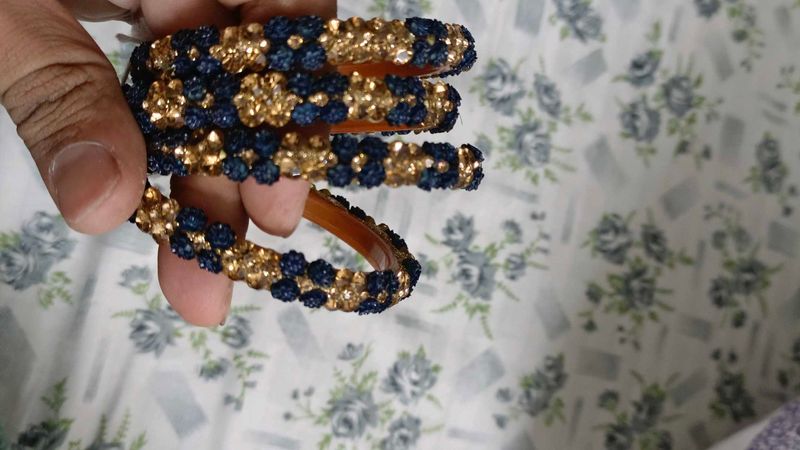 Sparkling Blue &amp; Gold Bangles