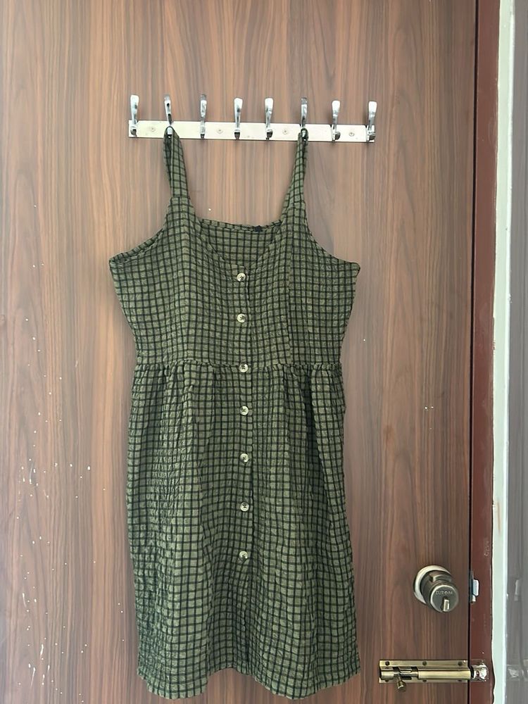 Plaid Button-Front Mini Dress