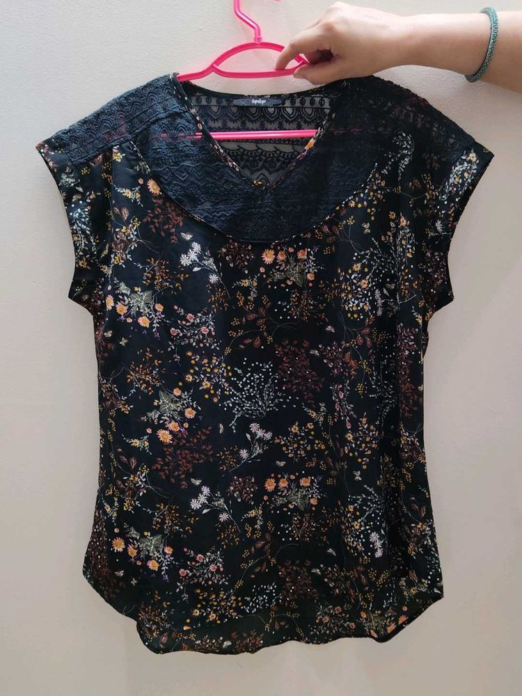 Floral Lace Trim Top