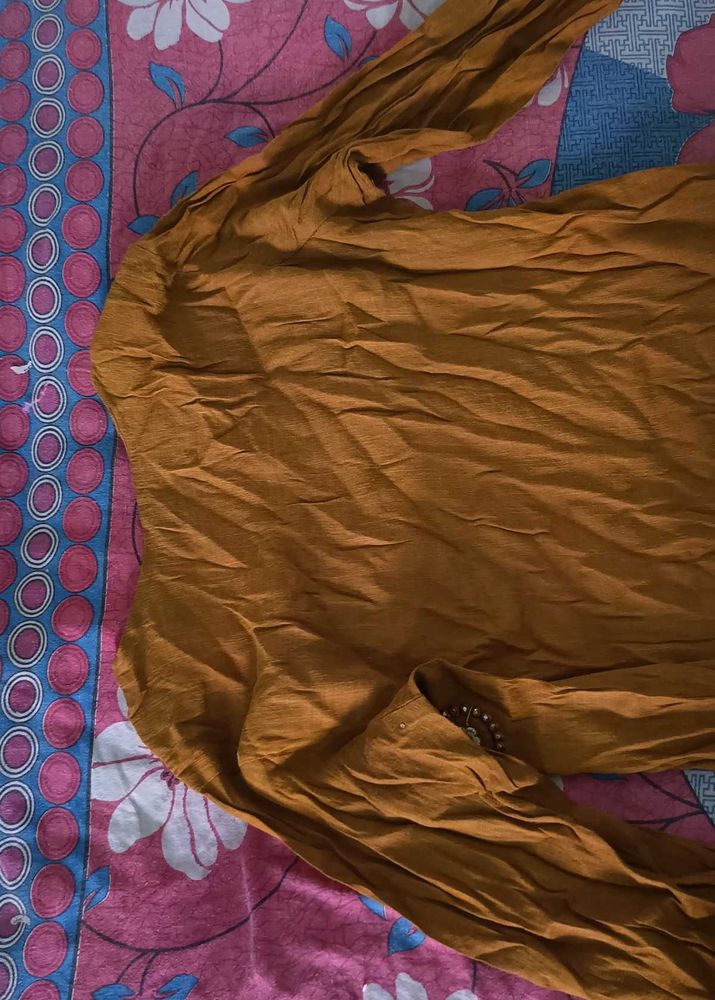 Elegant Mustard kurti with Embellishments