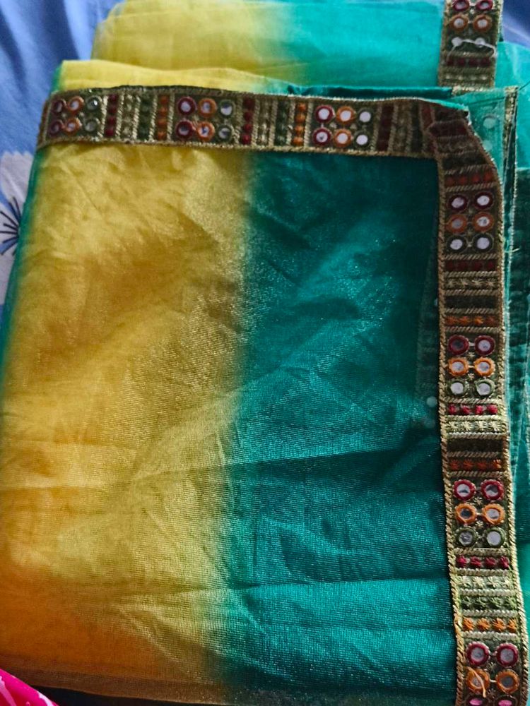Beautiful Ombre Saree with Mirror Work Border