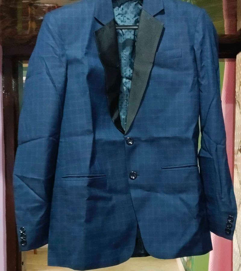 Men's Blue Checked Blazer