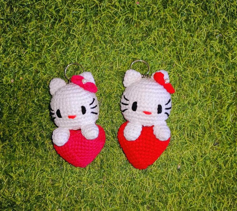 Crochet Cute Kitty Keychain