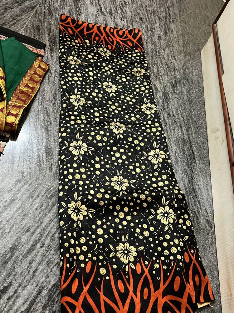 Black Saree Polysilk