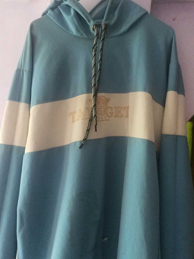 Light Blue Striped Hoodie