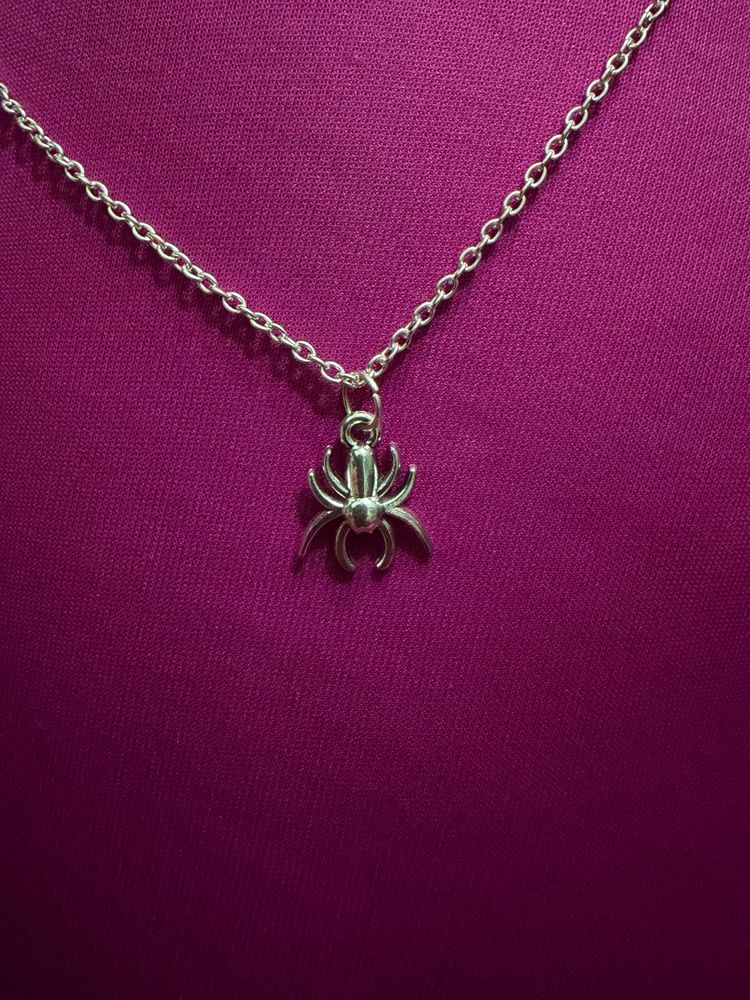 Silver Spider Charm Necklace