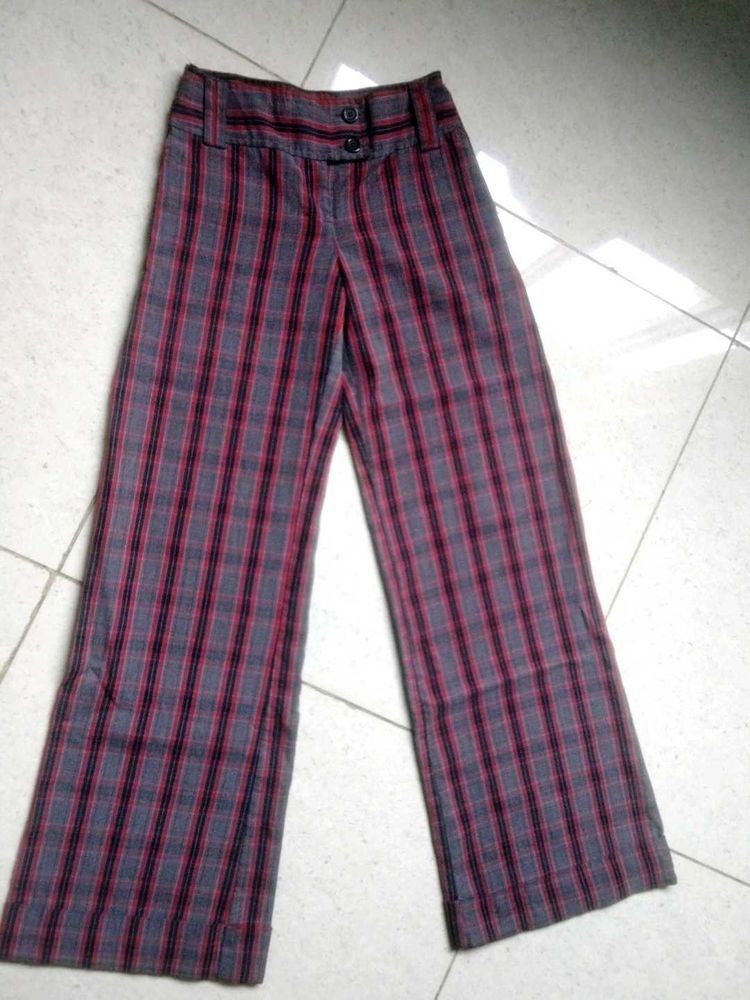 Classic Plaid Wide Leg Trousers