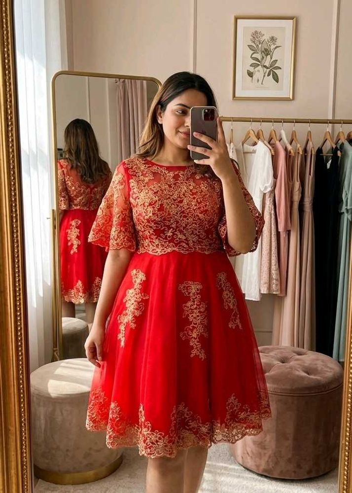 Stunning Red Embroidered Gown ❤️