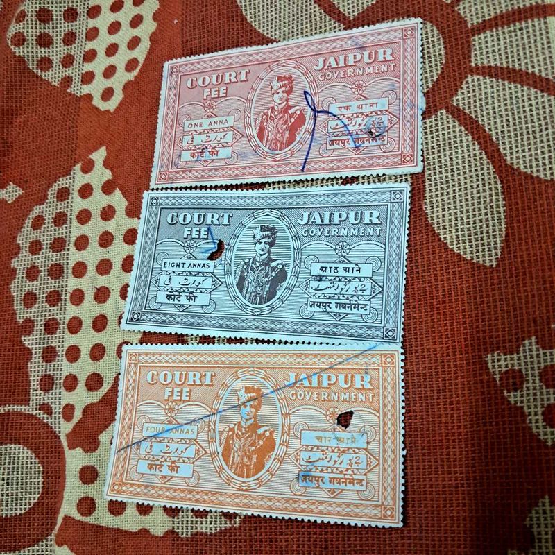 3 JAIPUR STATE COURT FEE FISCAL USED STAMPS