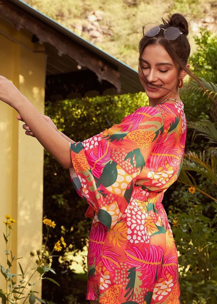 Floral Printed Front Tie Knot Playsuit