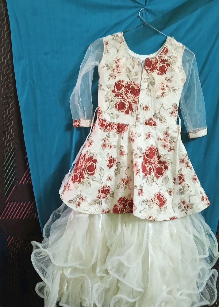 Floral Girls Party Dress(Free Gift)