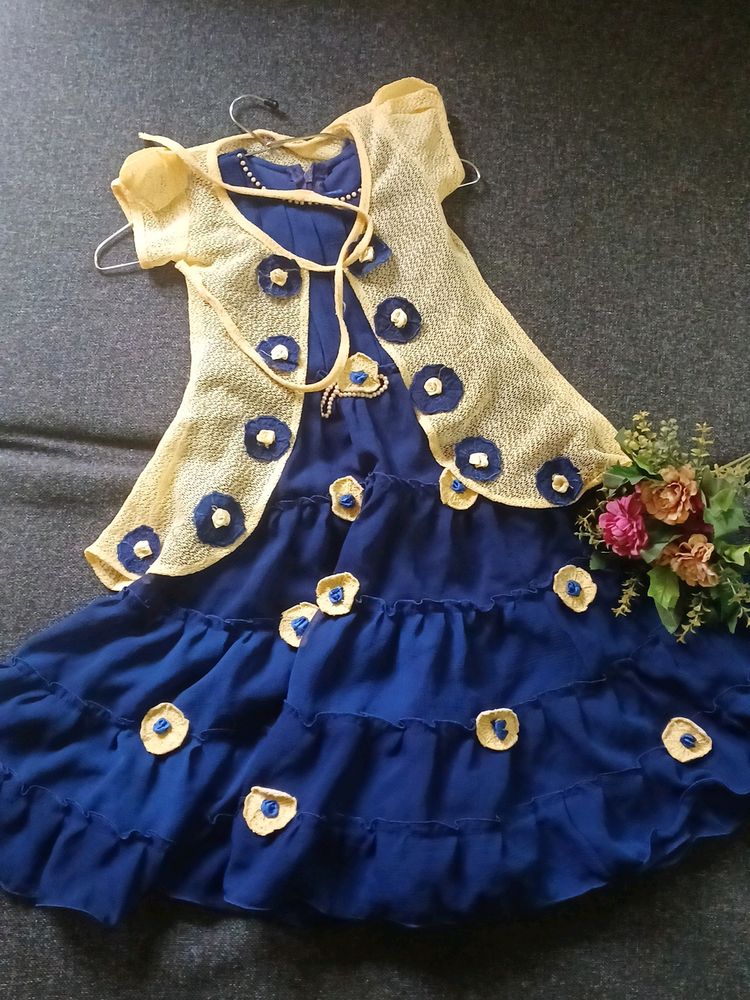 Blue Frock With  Shrug