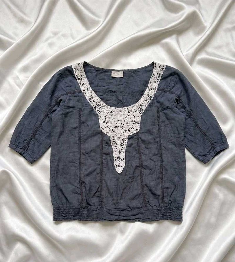 Lace Neckline Top