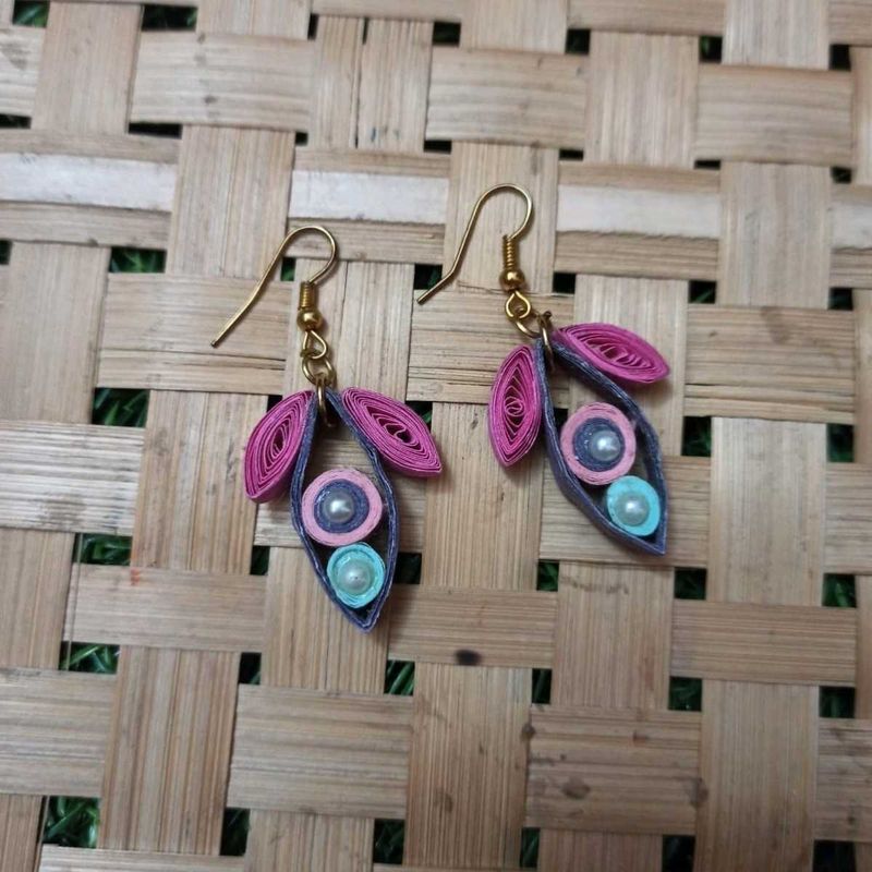 Handmade Quilled Paper Leaf Earrings