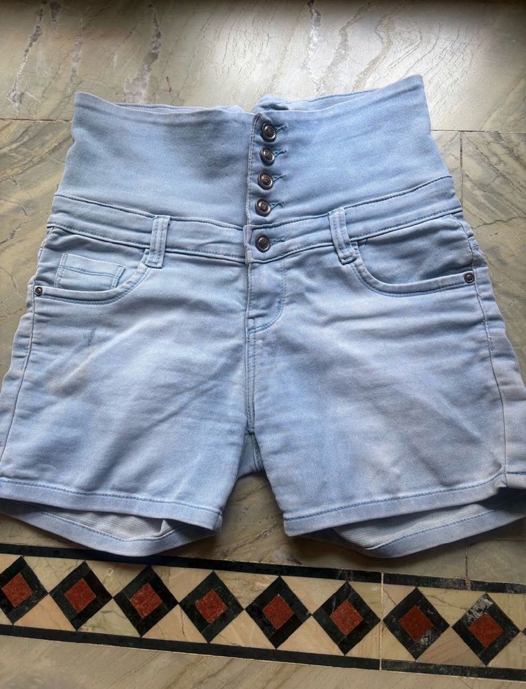 Light Wash High Waisted Denim Shorts
