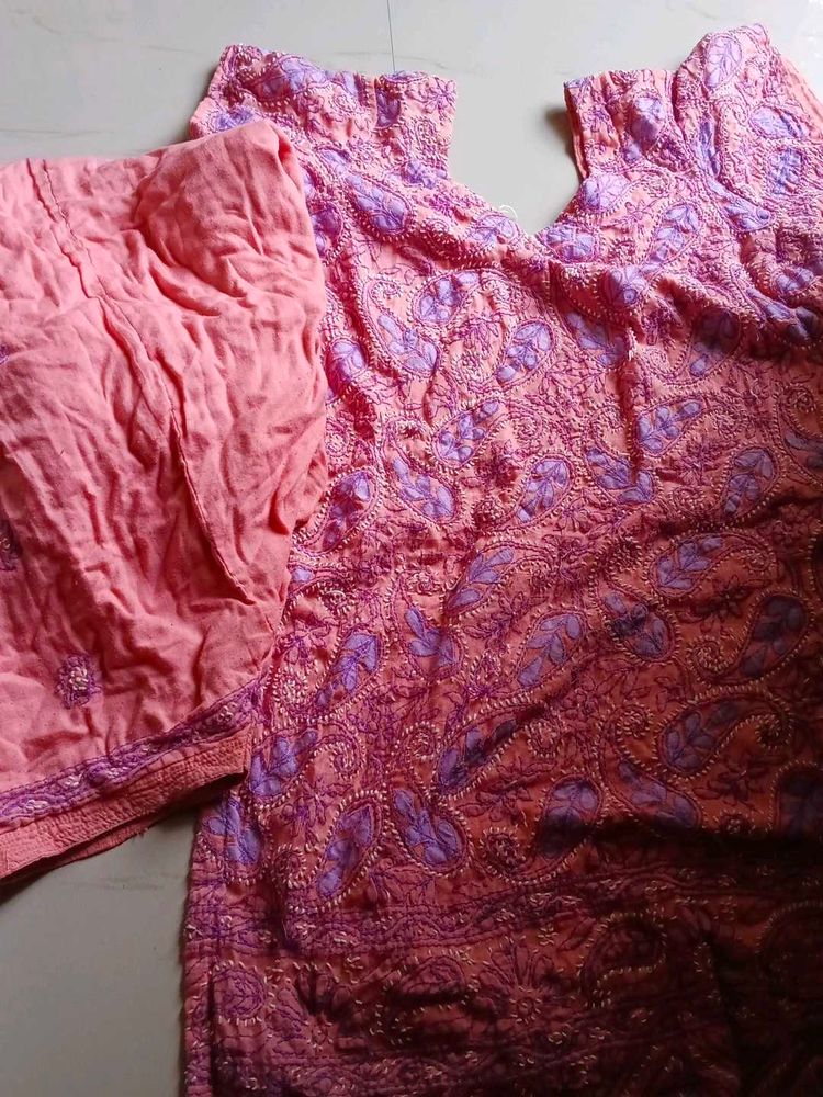 chicken work  ka kurta set with dupatta  comfortab