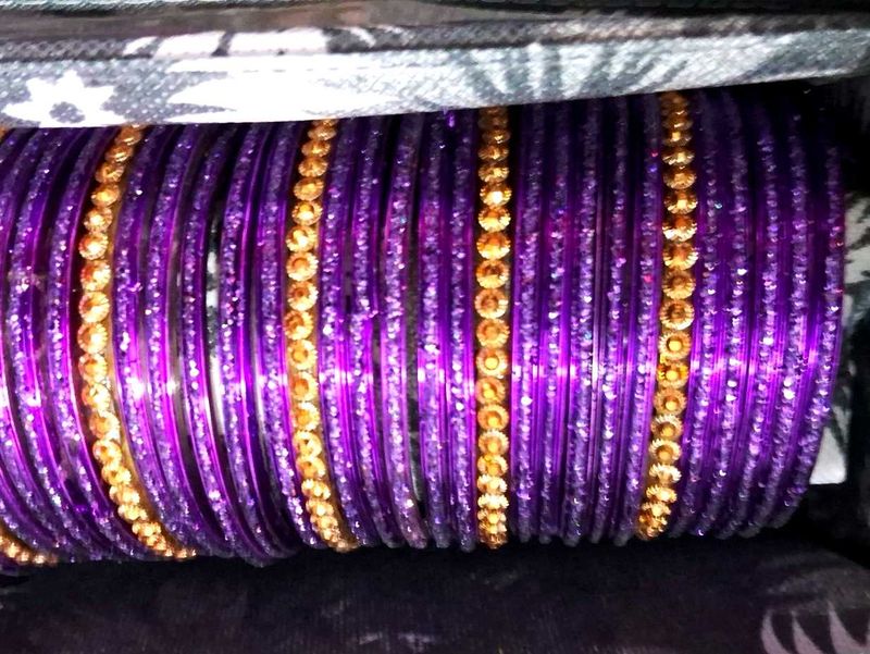 Stunning Purple Bangles with Gold Accents