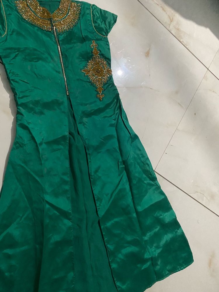 Stunning Green Embellished Ethnic Gown