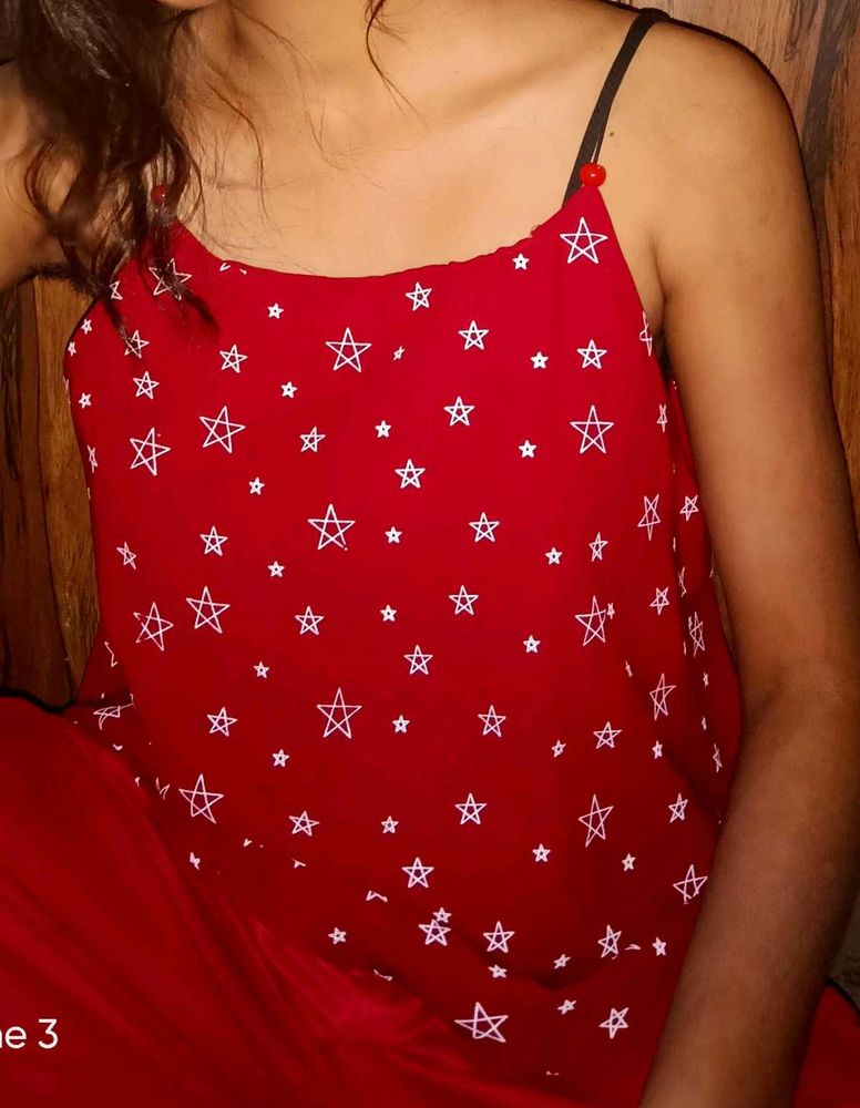 Maroon Star Print Cami Top