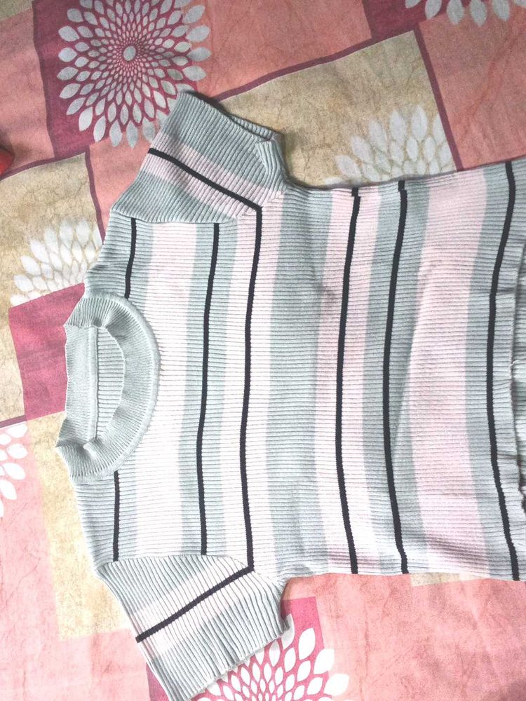 Y2k Striped Turtleneck Top