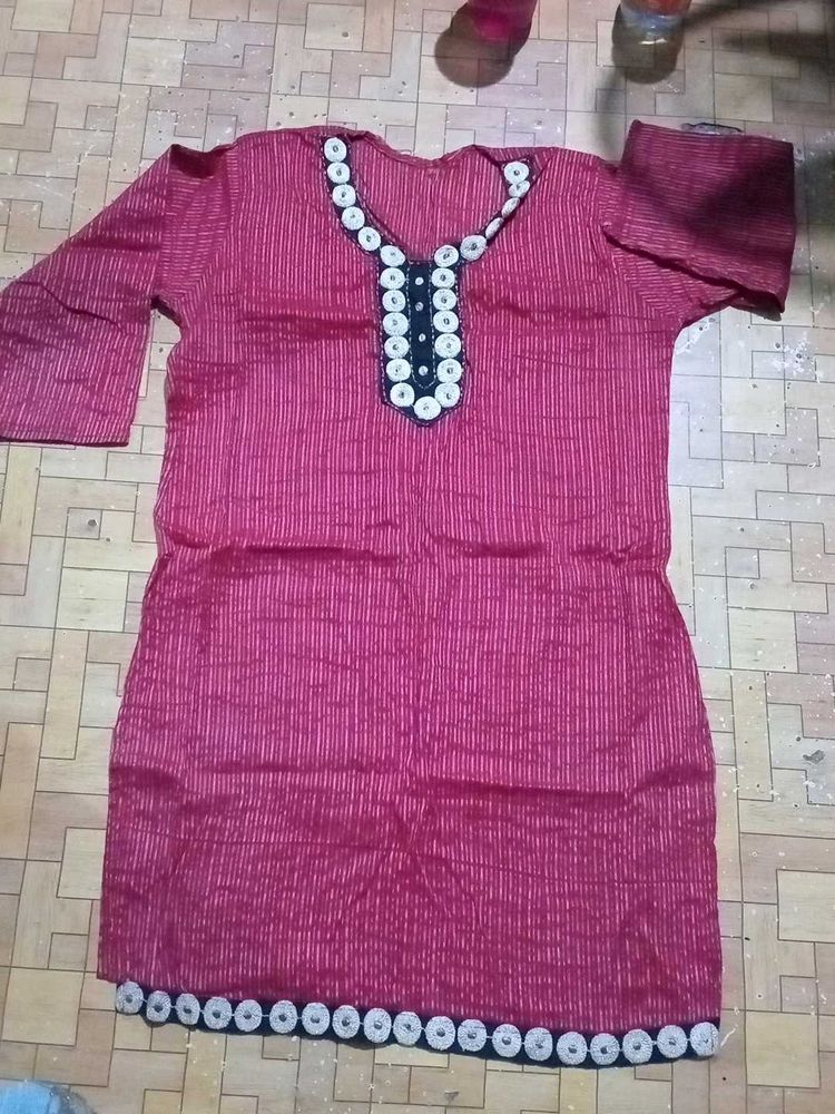 Red Striped Kurta