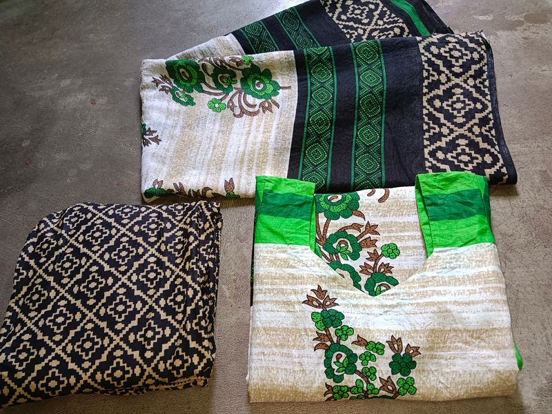 Beautiful Cotton Kurta With Churidar And Dupatta