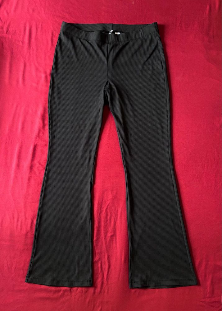 H&amp;M Black Ribbed Flare Pants