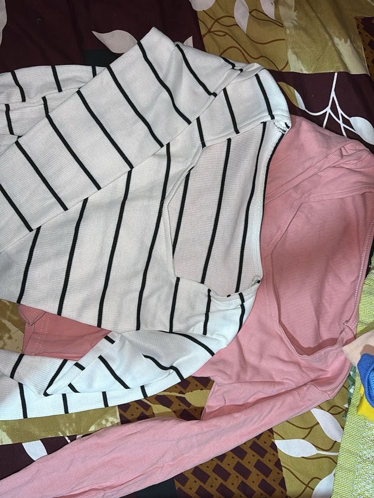Striped &amp; Pink Tops Set