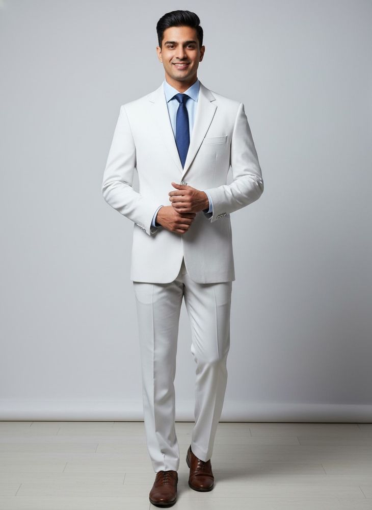 Classic Men's White 2 Pc Suit Set (with cover)