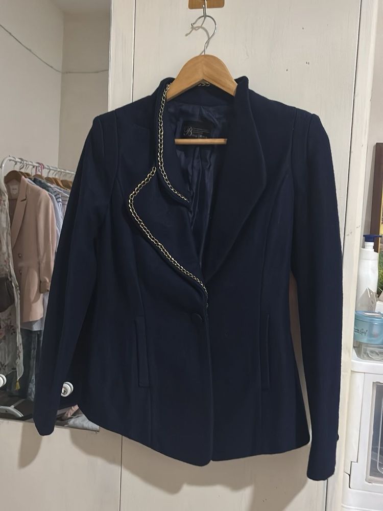 Navy Blue And  Black Classic Blazer