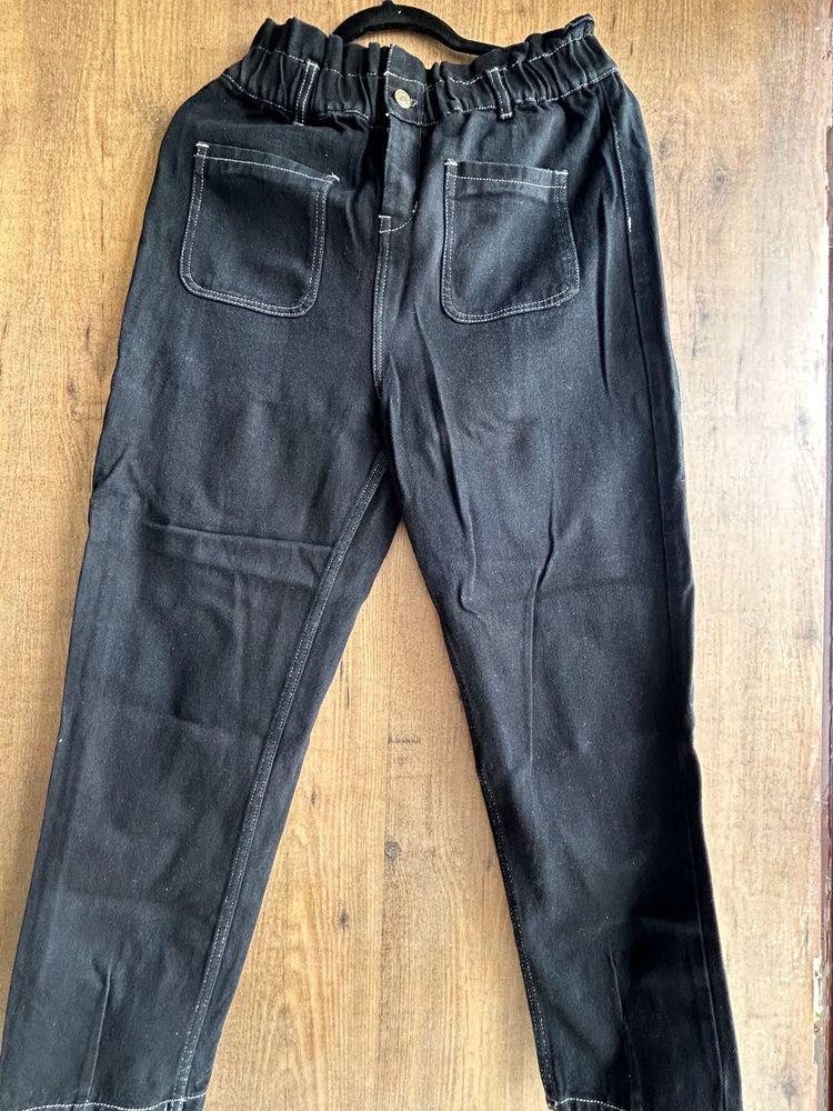 Black Elastic Waist Jeans