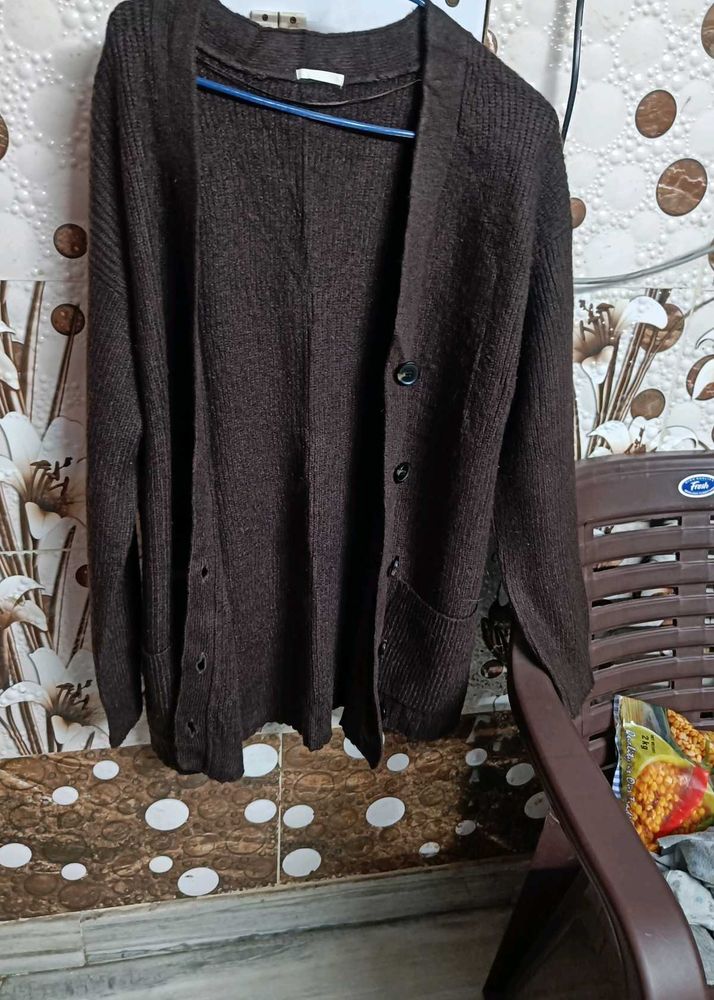 Brown Cardigan Sweater with pocket