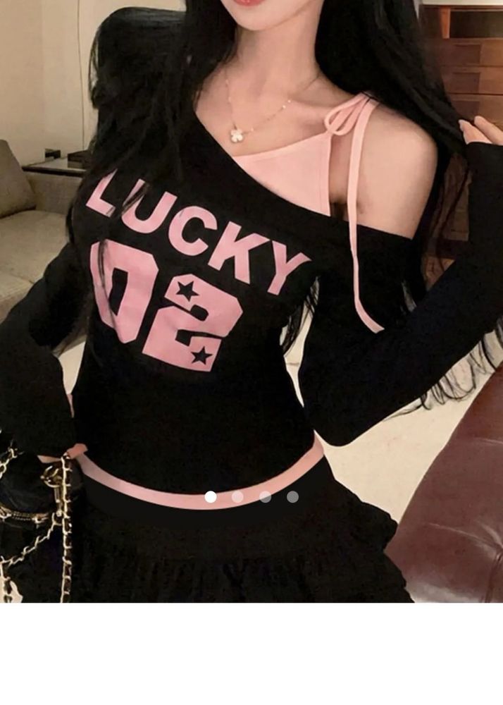 Cute "Lucky" Graphic Top