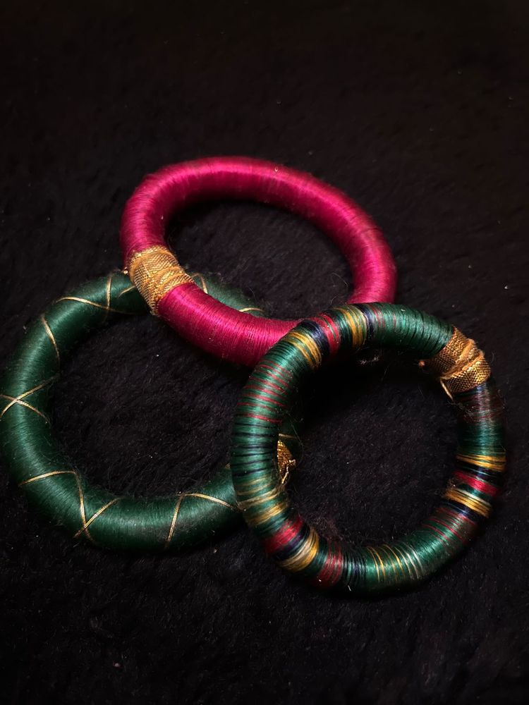Vibrant Silk Thread Bangles Set