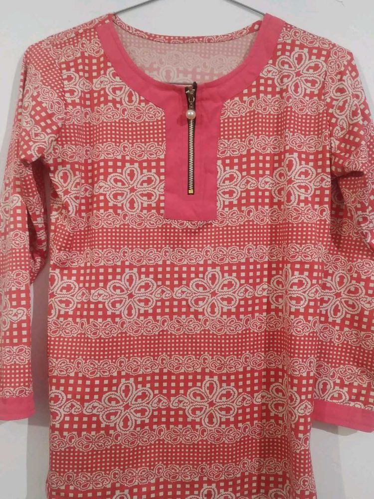 Pink Floral Print Top